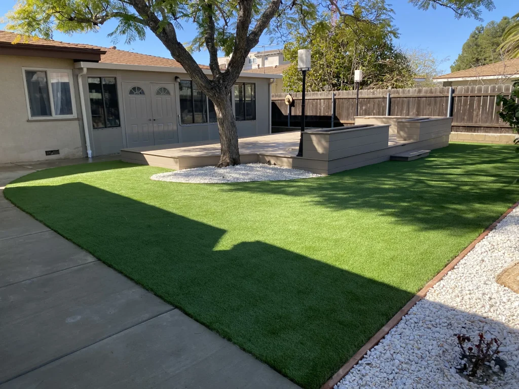 Manicured landscaped yard
